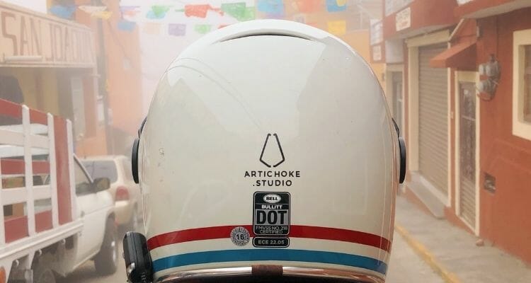 Motorcycle helmet with DOT mark on its back