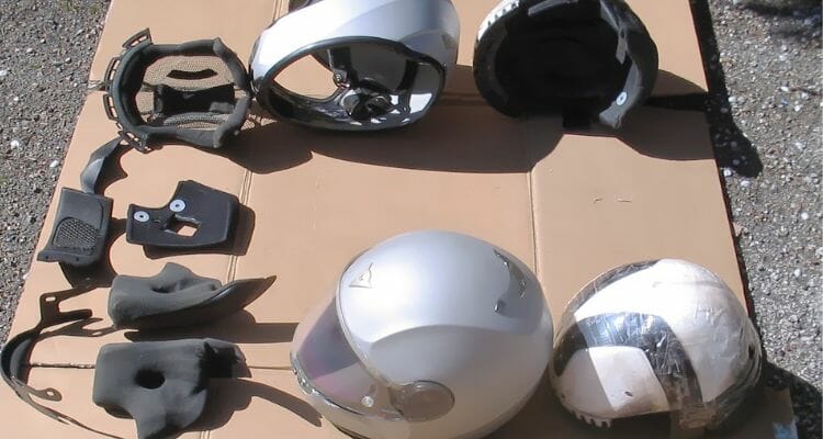 Components of a motorcycle helmet