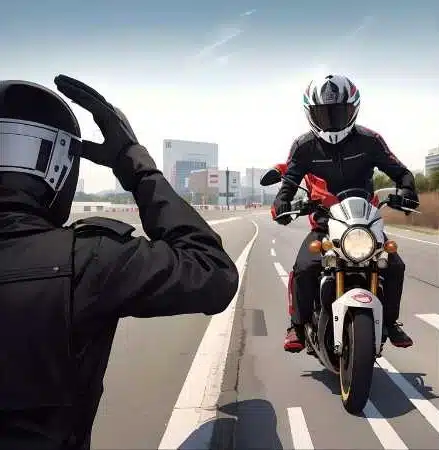 What does tapping your motorcycle helmet mean?